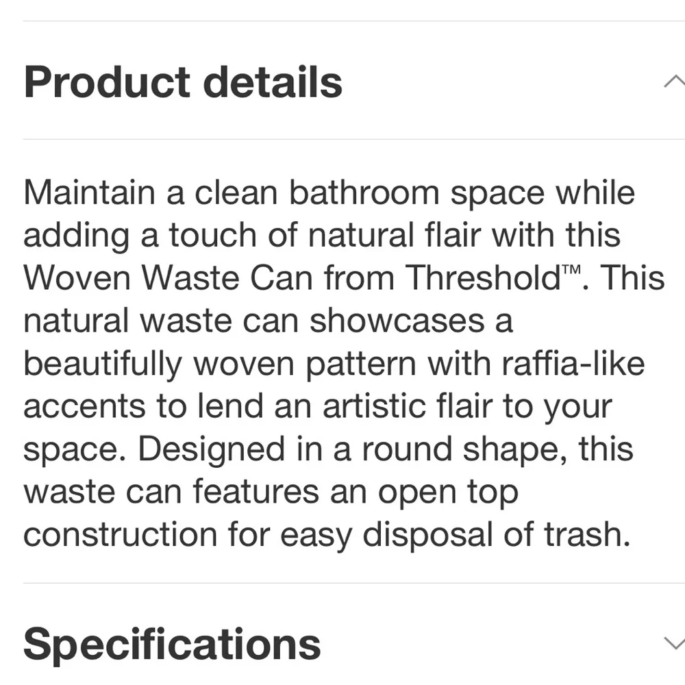 THRESHOLD NWT woven waste can -natural